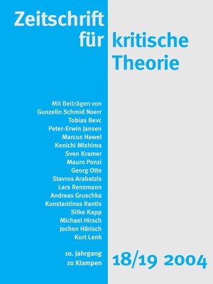 cover image of Zeitschrift für kritische Theorie / Zeitschrift für kritische Theorie, Heft 18/19